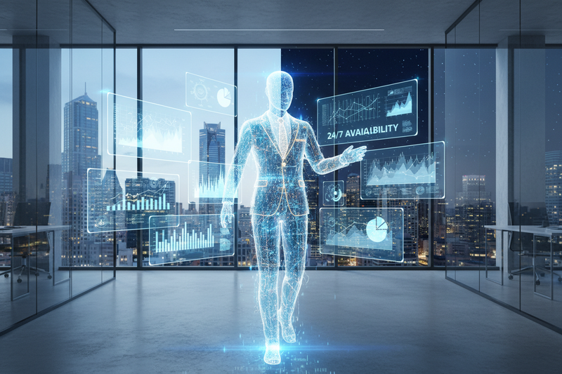 Imagem de um consultor de negocios 24/7 feito por inteligencia artificial 